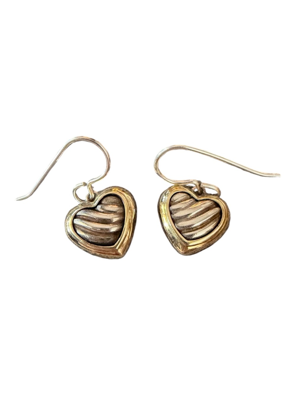 David Yurman Cable Heart Drop Earrings Sterling Silver 18K Gold 925